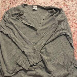 Aerie Gray Waffle Knit Crew Neck Sweater